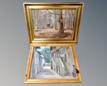 Rasmussen : Rural homestead in a forest, oil on canvas, signed and dated 1936, in gilt frame,