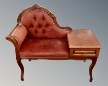 An Italian style telephone seat upholstered in a dralon fabric.