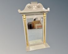 A painted continental hall mirror with shelf