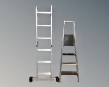 A set of folding steps together with an aluminum multi function ladder