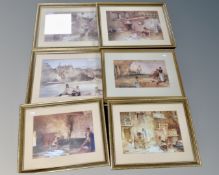 Six William Russell Flint prints in mounts and frames