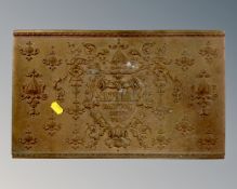A brass embossed panel 'National Dayton, Ohio, USA', probably the back of a cash register, width 39.