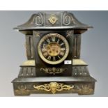 A splendid Victorian black slate and brass-mounted 8-day mantel clock,