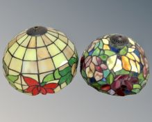 Two Tiffany style leaded glass shades.