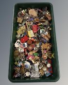 A box containing a large quantity of assorted keyrings.