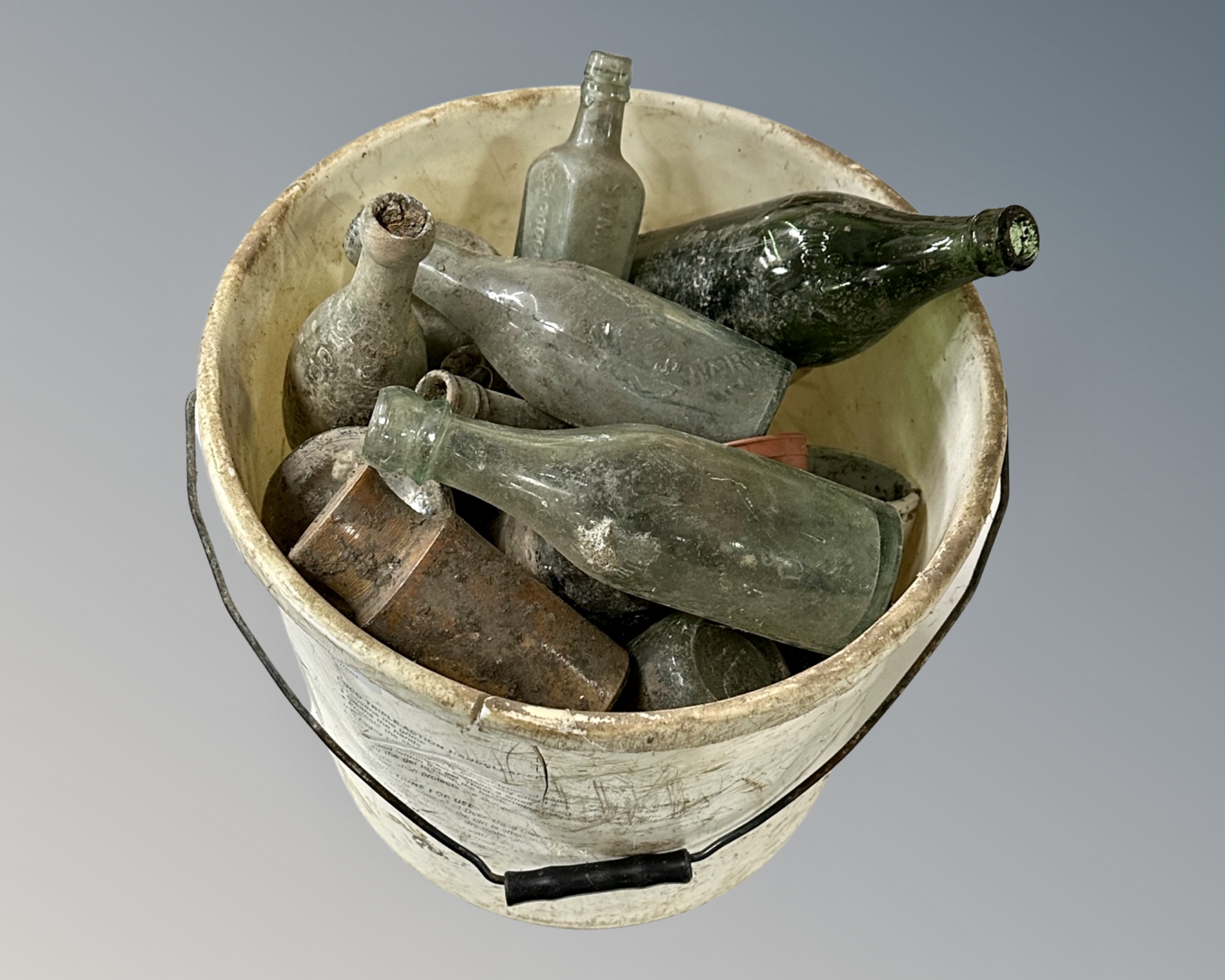 A collection of recently dug Victorian bottles and jars.