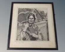 A pencil sketch of a Victorian lady.