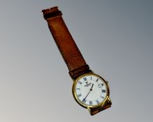 A gentleman's Raymond Weil wristwatch on brown leather strap.
