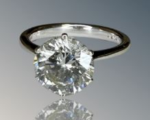 A superb 18ct white gold diamond solitaire ring, the round brilliant cut stone 2.