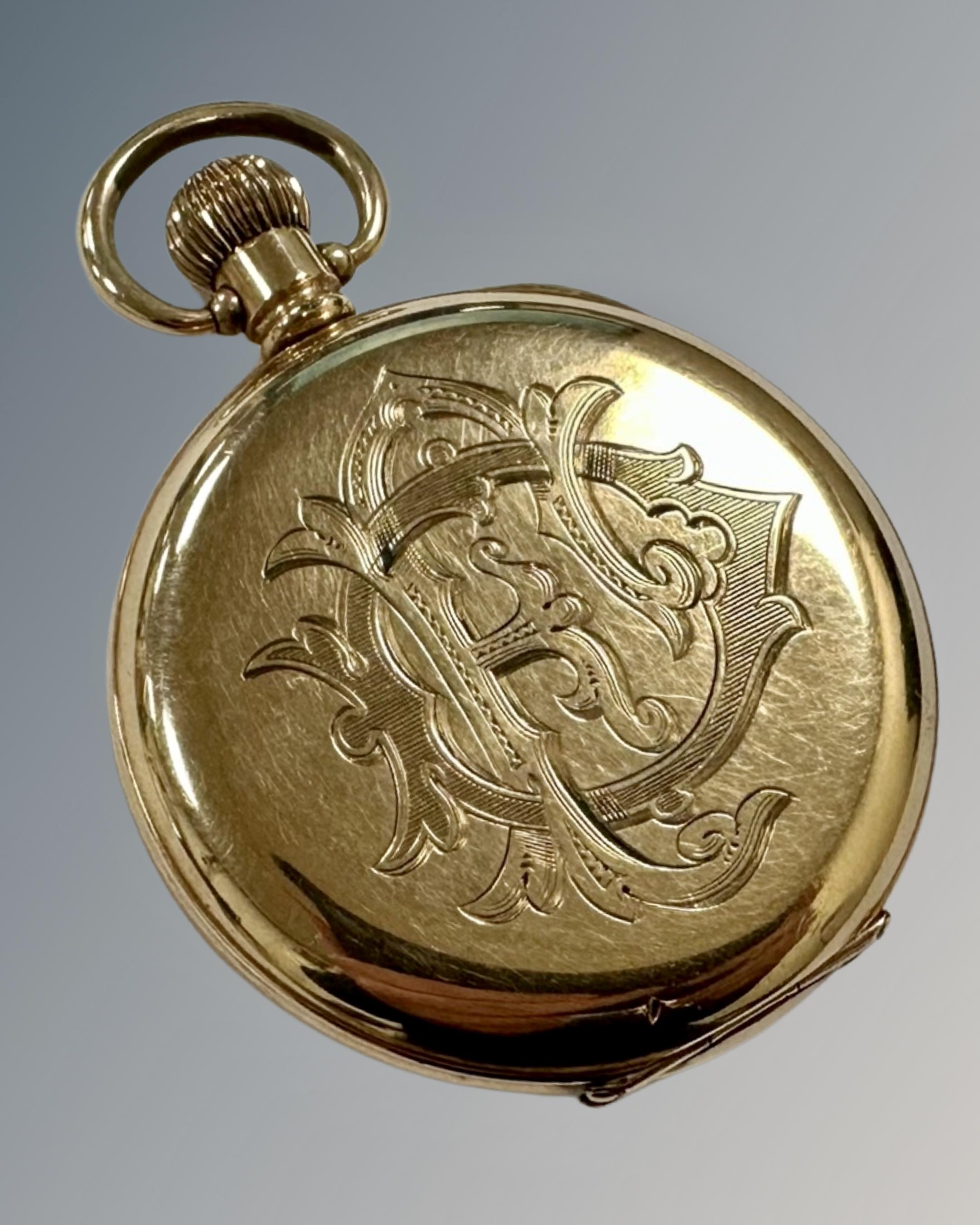 A 10ct gold plated Waltham pocket watch, the movement no. - Image 2 of 2