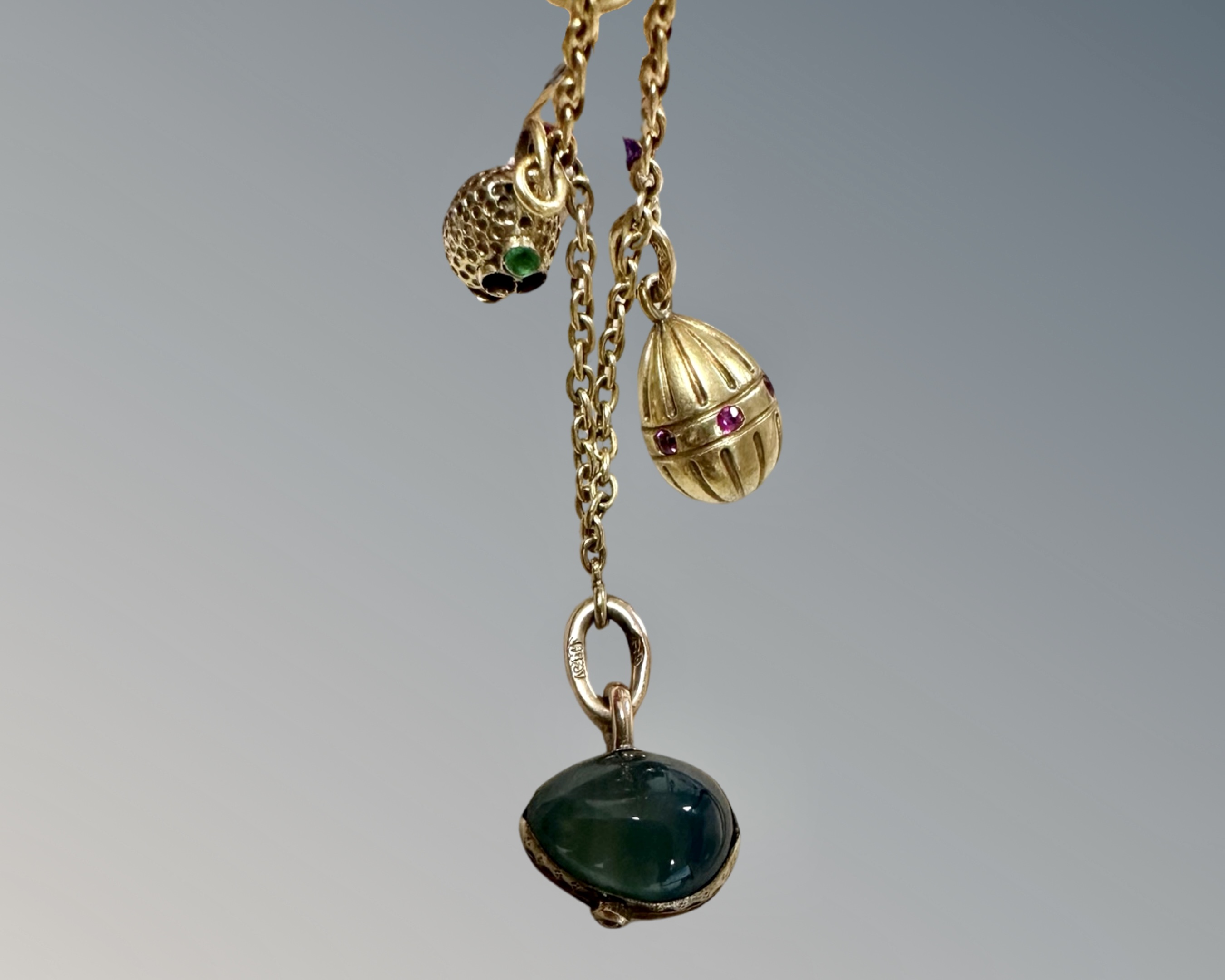 A fine early 20th century Russian enamel and gem set egg pendant necklace, - Image 6 of 9
