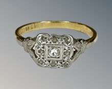 An antique 18ct gold diamond ring, size M½, 2.5g.