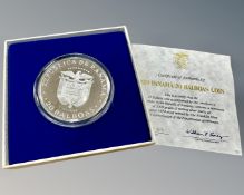 The Franklin Mint : 1974 Sterling silver Panama 20 Balboas coin, 130g.