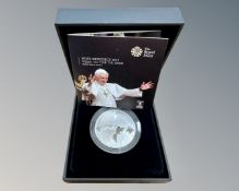 The Royal Mint : Pope Benedict XVI visit to the UK 2010, silver proof medal 28.28g.