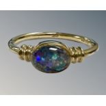 A 9ct gold opal doublet ring, L 1/2, 1.6g.