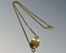 An 18ct yellow gold necklace and pendant combined, 11g, length 39 cm.
