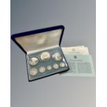 The Franklin Mint : Coinage of Belize, solid sterling silver proof set, 106g.