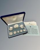 The Franklin Mint : Coinage of Belize, solid sterling silver proof set, 106g.