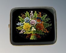 A micromosaic brooch set in yellow gold frame, 30 mm x 25 mm.