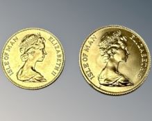 A full gold sovereign together with a gold Isle of Man 1973 half sovereign (2)