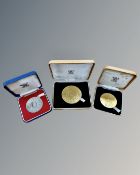 The Royal Mint : Three Queen Elizabeth II Silver Jubilee medals,