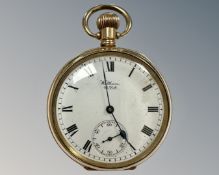 A 10ct gold plated Waltham pocket watch, the movement no.