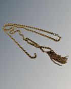 A 9ct yellow gold necklace (af), 10.6g. CONDITION REPORT: Chain broken.