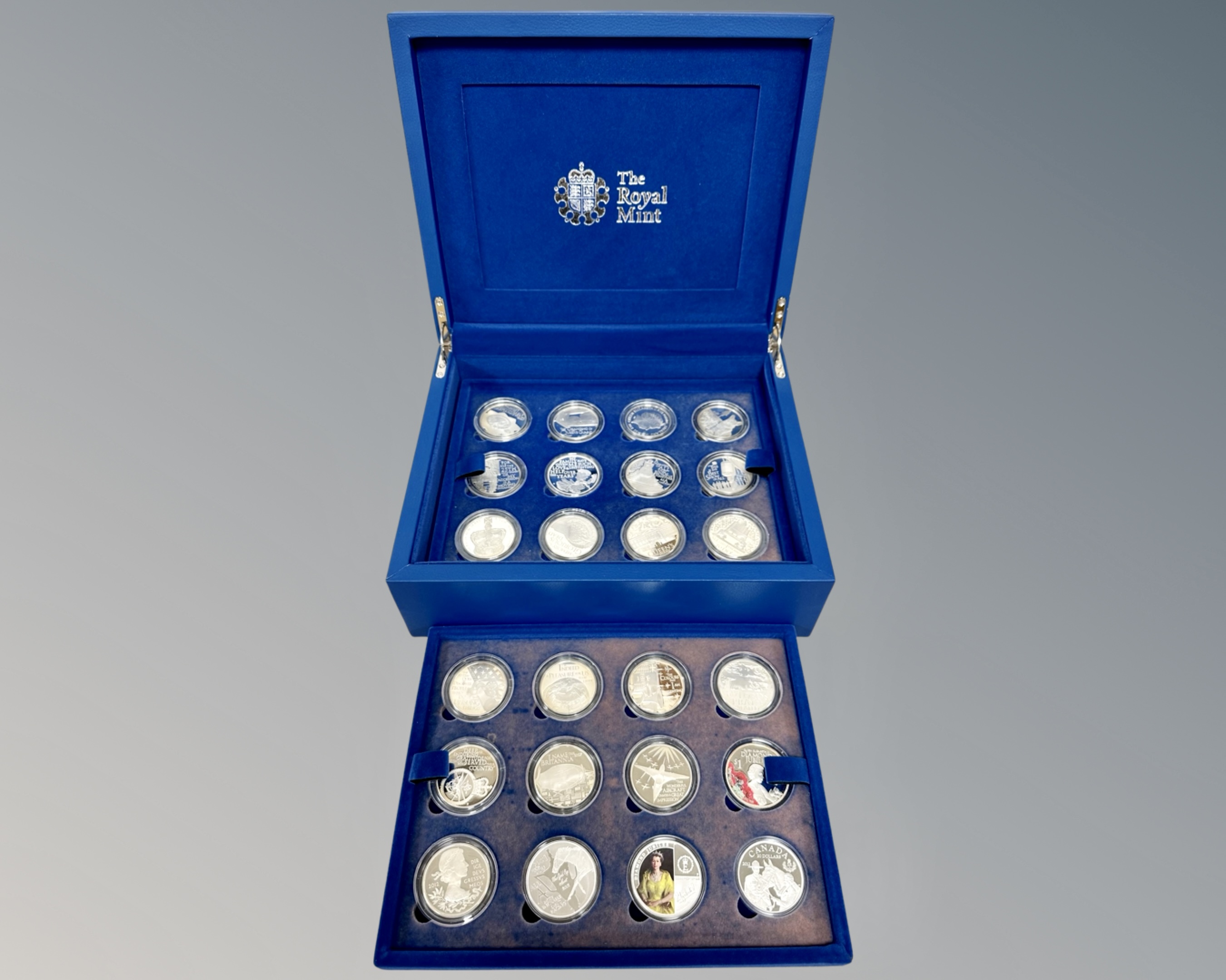 The Royal Mint : The Queens Diamond Jubilee, the fitted case containing 24 silver proof coins,