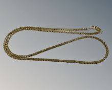 A 14ct yellow gold flat link necklace, length 45 cm, 8g.