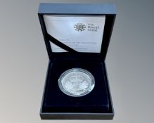 The Royal Mint : The 2010 UK Restoration of the Monarchy £5 silver proof coin, 28.28g.