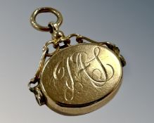 A 9ct yellow gold fob, initialled 'FAJ', 4.5g. CONDITION REPORT: 4.