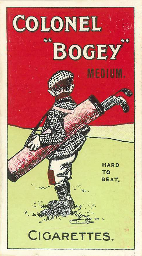 CHURCHMANS, advert card, Colonel Bogey Cigarettes, Hard to Beat, showing comedy golfer, laid down to