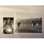 FOOTBALL, signed photos, George Best (postcard) & Alex Stepney (10 x 8), in training and in action