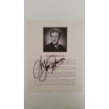CINEMA, signed souvenir page by John Pertwee, 8 x 10, VG