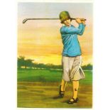 GOLF, Enciclopedia Deportiva, showing six golf shots, large Spanish paper issue, VG to EX, 6