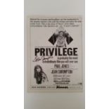 CINEMA, signed magazine page, advertising Privilege, signed by Jean Shrimpton & Paul Jones, 7.75 x