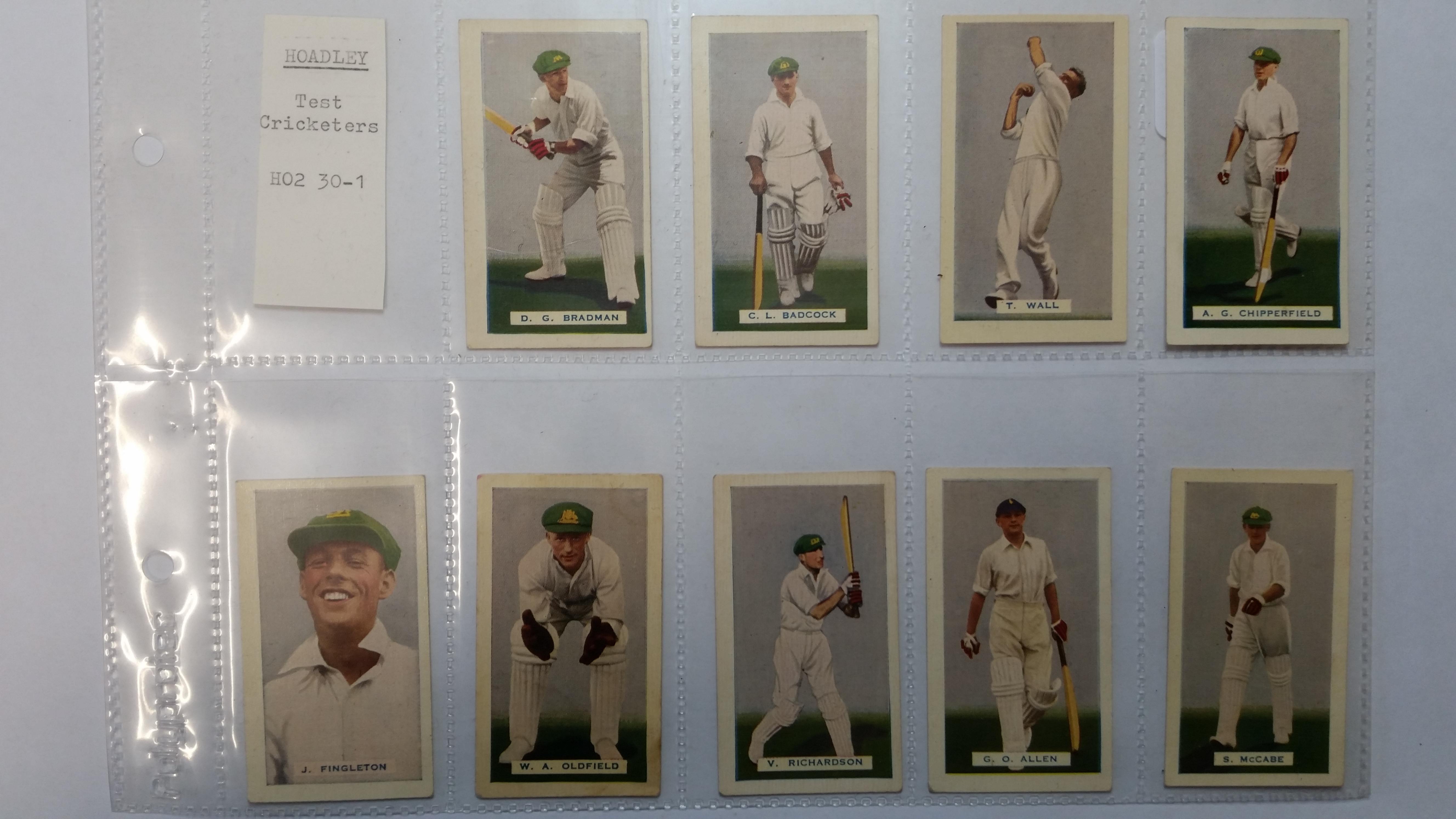 HOADLEY, Test Cricketers (1938), complete, corner clipped (1), creased (3), some corner knocks, P ( - Image 2 of 11
