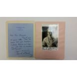 THEATRE, signed post card and letter by Pamela Stanley, each laid down to album page, G 2