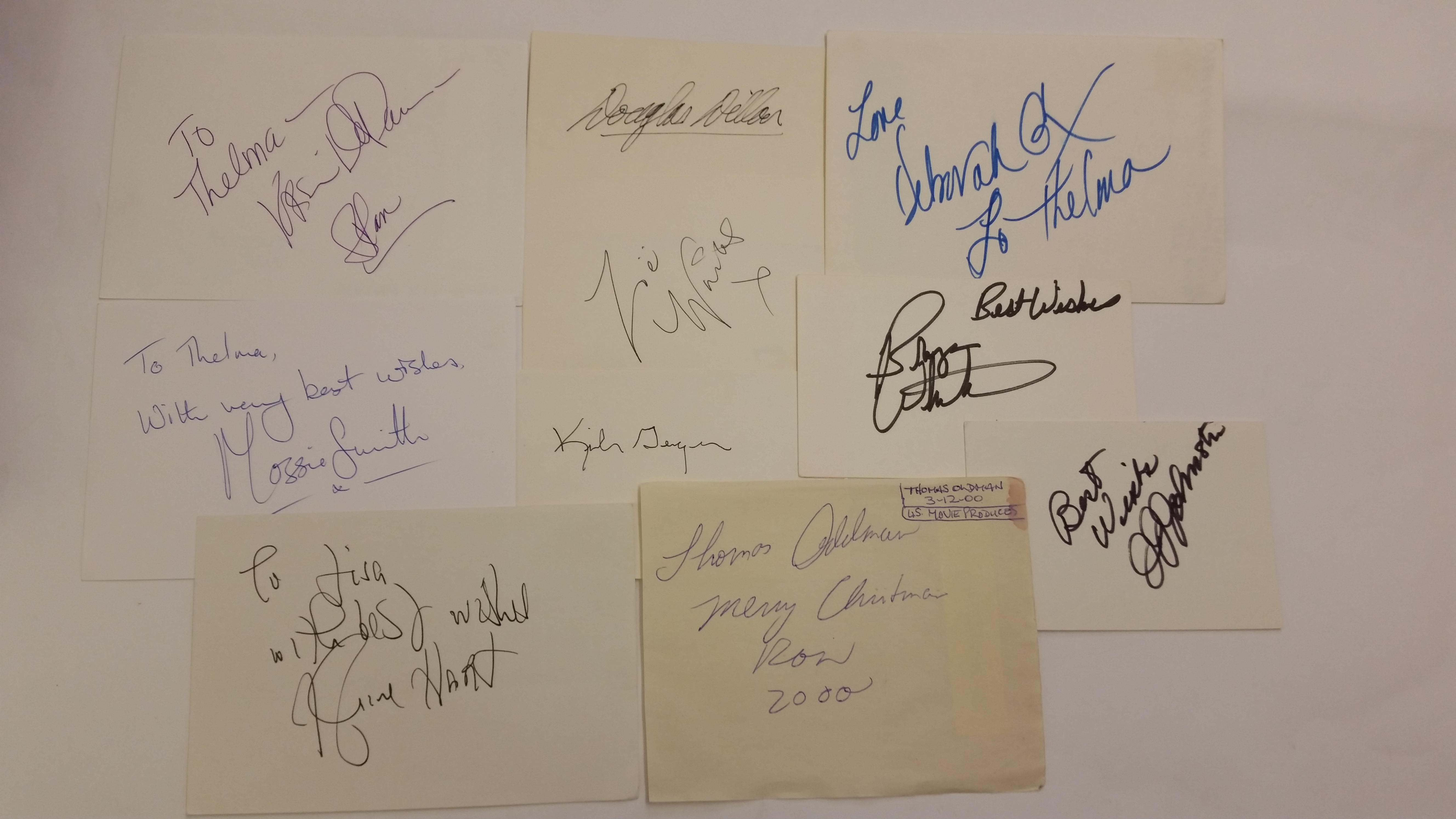 AUTOGRAPHS, signed white cards, clipped pieces etc., inc. Mike Leigh, Art Linkeletter, Don Murray, - Image 2 of 2