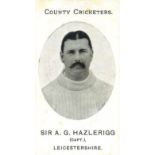 TADDY, County Cricketers, Sir A.G. Hazlerigg (Capt.) (Leicestershire), Imperial back, slight foxing,