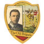 BAINES, shield-shaped rugby card, inc. Batley College (damage to edges), Brighouse Rangers,