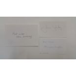 TELEVISION, signed white cards by Ray Lewington, John Mahoney & Lawrie Sanchez, EX, 3