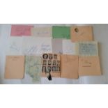 FOOTBALL, autographs, collection of album pages, slips, cards etc inc: John Charles, Harry Dowd,