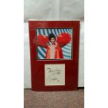 POP MUSIC, signed large blank page by Aretha Franklin (first name only), 1999, overmounted beneath