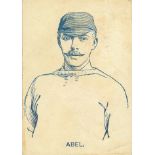 CRICKET, early card game, sketches of results (12) & players (21), inc. Abel, Attewell, Bean,