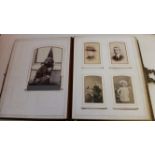 PHOTOGRAPHS, Edwardian leather-bound album, inc. cabinet photos (16) & cartes des visites (52), many