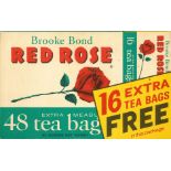 BROOKE BOND, empty retail box for Red Rose tea bags, with Cup of Fortune offer to base, slight