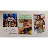 BOXING, signed photos, pieces etc., corner-mounted to larger pages, Duke McKenzie, Tyson Fury, Barry