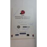 FOOTBALL, signed menu from Football League Evening of Legends, late 1990s, eight signatures (to