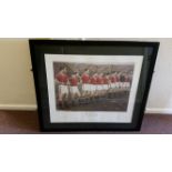 FOOTBALL, large signed colour print, The Last Line-Up, showing Manchester United lining up prior